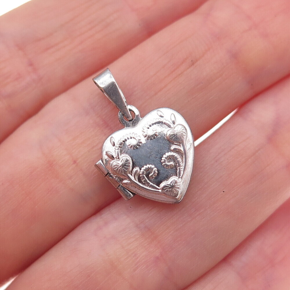 RJ Graziano 925 Sterling Silver Vintage Floral Heart Locket Charm Pendant